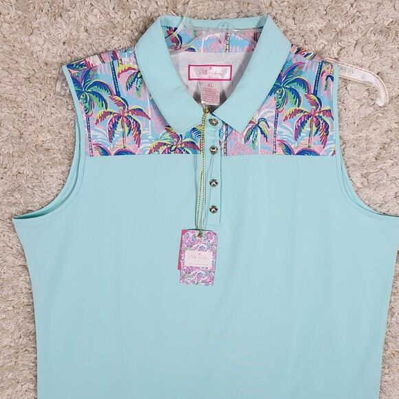 Stella Parker Golf Collection Polo Shirt Womens XL Palm Tree Sleeveless Top - Picture 2 of 9